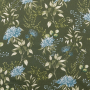 Baumwoll Cretonne Flowers, dunkelgrün