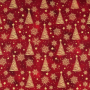 Cretonne katoen Golden Christmas Tree, wijnrood