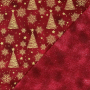 Cretonne katoen Golden Christmas Tree, wijnrood