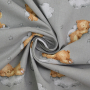 Baumwoll Cretonne Sleeping Teddy, grau