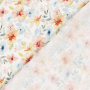 Tissu double gaze de coton Fleurs, blanc