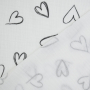 Katoenen mousseline Doodle Hearts, gebroken wit