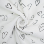 Katoenen mousseline Doodle Hearts, gebroken wit