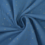Tissu double gaze de coton, Pois dorés, bleu pigeon