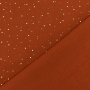 Katoenen mousseline double gauze golden dots, terracotta