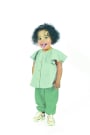Katoenen mousseline double gauze gouden strepen, oudroze