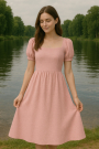 Katoenen mousseline linnenlook, oudrosé