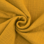 Tissu double gaze de coton look lin, jaune miel