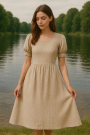 Cotton muslin linenlook, natural