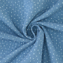 Katoenen mousseline double gauze kleine stippen, blauwgrijs