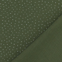 Katoenen mousseline double gauze kleine stippen, olijfgroen