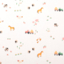 Katoenen mousseline double gauze Little Farm, wit