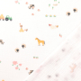 Katoenen mousseline double gauze Little Farm, wit