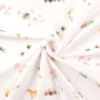 Katoenen mousseline double gauze Little Farm, wit