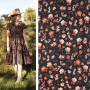 Tissu double gaze de coton fleurs little flowers Poppy, noir