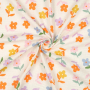 Katoenen mousseline double gauze Lovely Flowers, vanille