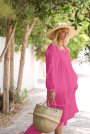 Katoenen mousseline double gauze, fuchsia