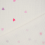 Katoenen mousseline Polkadot Hearts, roze