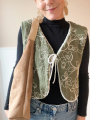 Katoenen mousseline broderie Flower Lines, groen