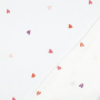 Tissu double gaze de coton broderie Coeurs, blanc cassé