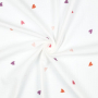 Tissu double gaze de coton broderie Coeurs, blanc cassé