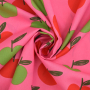 Tissu coton popeline Pommes Apples, rose fuchsia