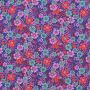Tissu coton popeline Fleurs Beautiful Flowers, bleu foncé