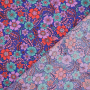 Tissu coton popeline Fleurs Beautiful Flowers, bleu foncé