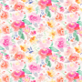 Katoenen popeline beautiful flowers, wit