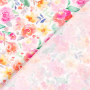 Katoenen popeline beautiful flowers, wit