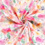 Katoenen popeline beautiful flowers, wit