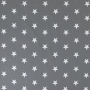 Tissu coton popeline grosses étoiles Big Stars, gris