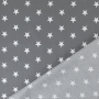 Tissu coton popeline grosses étoiles Big Stars, gris