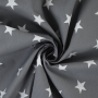 Tissu coton popeline grosses étoiles Big Stars, gris