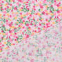 Tissu coton popeline Confettis de fleurs, rose fuchsia
