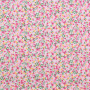 Tissu coton popeline Confettis de fleurs, rose fuchsia