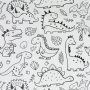 Baumwoll Popeline Cartoon Dinos, weiß