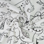 Baumwoll Popeline Cartoon Dinos, weiß