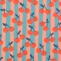 Tissu coton popeline Cherries, bleu pétrole clair