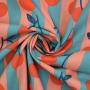 Tissu coton popeline Cherries, bleu pétrole clair
