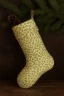 Tissu coton popeline Christmas Leaves, crème