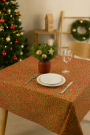 Tissu coton popeline Christmas Leaves, rouge foncé
