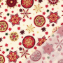 Tissu coton popeline Christmas Mandala, crème