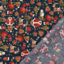 Tissu coton popeline Christmas Signs, bleu foncé