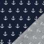 Tissu coton popeline ancres marines cool, bleu marine