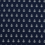 Tissu coton popeline ancres marines cool, bleu marine