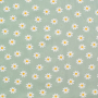 Tissu coton popeline Fleurs Pâquerettes, menthe