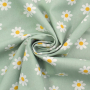 Tissu coton popeline Fleurs Pâquerettes, menthe