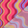 Tissu coton popeline à rayures ondulées Golden Waves, rouge magenta