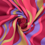 Tissu coton popeline à rayures ondulées Golden Waves, rouge magenta